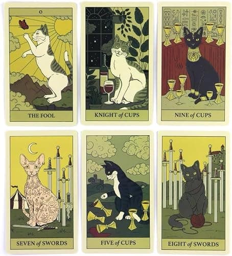 Cat Tarot Cards for Beginners, Cats Rule The Earth Tarot Deck, 78 English Tarot Cards, Party Games, Mysterious Gift for Friend thumbnail 5