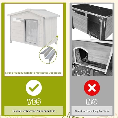 PetsCosset 40.2" L Large Dog House Outdoor & Indoor,Fir Wood Dog Kennel with Weatherproof Openable Asphalt Roof,Spacious Doghouse with Anti-Chewing Metal Edges for Small & Medium & Large Dogs,Grey thumbnail 2