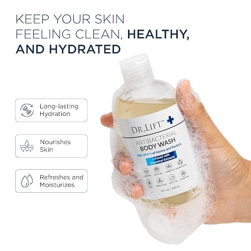 DR. LIFT Antibacterial Body Wash, Refreshing Scent, Hydrating Shower or Bath Cleanser With Citric Acid, Spirulina, and Lemon, Clean Moisturizing Formula, Vegan, Paraben and Phthalate Free, 8 Fl Oz thumbnail 2