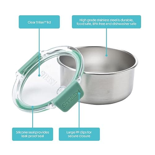 Smash Microwave Safe Stainless Steel Snack Pots 200 ML 2 Pk Sage thumbnail 5