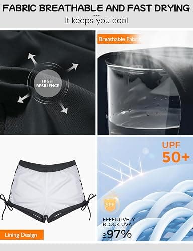 Buauty Women's Swim Shorts Board Shorts Bikini Bottoms High Waisted Boy Shorts Adjustable Side Tie Quick Dry thumbnail 6