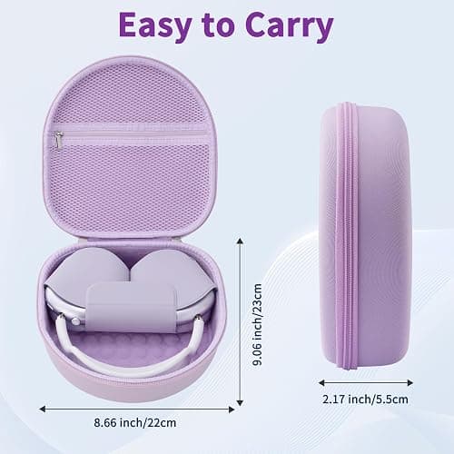 Case for Apple Airpods Max Headphones, Travel Portable Headphone Hard Case Cover Bag, Mesh Pouch with Zipper for Charger and Accessories (Purple) thumbnail 2