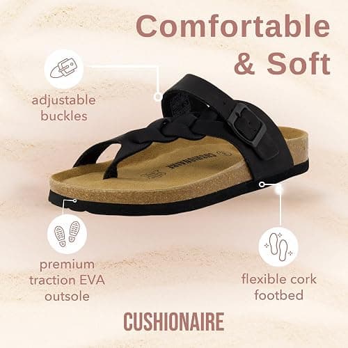 CUSHIONAIRE Women's Libby Cork footbed Sandal with +Comfort and Wide Widths Available, thumbnail 4