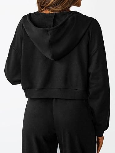 SOFIA'S CHOICE Cropped Zip Up Hoodie Women Long Sleeve Crop Sweatshirts Jackets thumbnail 4