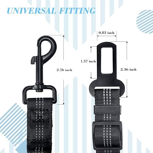 2 Pack Dog Seat Belt Adjustable Dog Car Seatbelts for Vehicle Nylon Pet Safety Seat Belt with Elastic Bungee Buffer Reflective & Durable Car Harness for Dogs thumbnail 3