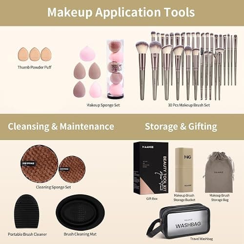 MAANGE Pinselset Makeup 49 Stück Make up Pinsel Set Professionelle Schminkpinsel für Foundation Lidschatten Konturen, Puder und Concealer thumbnail 2