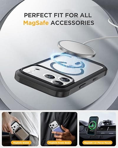 Miracase Magnetic for iPhone 17 Pro max  Case 6.3" [Compatible with MagSafe] Full-Body Phone Case with Built-in Glass Screen Protector & Camera Control,Drop Proof iPhone 17 Pro Cover, Black thumbnail 7