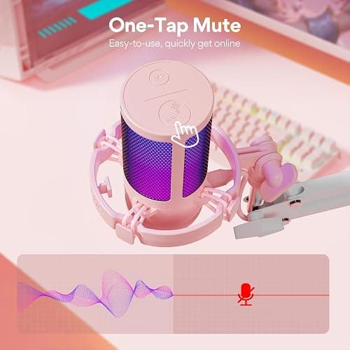 MAONO Gaming USB Microphone with Noise Cancellation, Streaming mic for PC Computer MAC PS4 PS5, All-in-One Kit with Mute, Monitor for Recording, Podcast, Twitch, YouTube, Discord, DGM20S Pink thumbnail 7