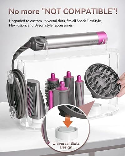 Affogato Storage Holder Compatible with Dyson Airwrap Styler Accessories, Acrylic 6 Holes Countertop Organizer Stand, Desktop Organizer for Storage Long Barrel Attachments for Bathroom thumbnail 3