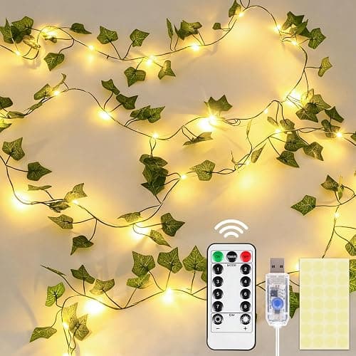 DomeStar Vines with Light for Bedroom, 40Ft 120 LED Fairy Lights with Vines, Curtain String Lights with Remote for Dorm, Wedding, Party, Wall, Indoor, Outdoor Holiday Home Decor - Image 1