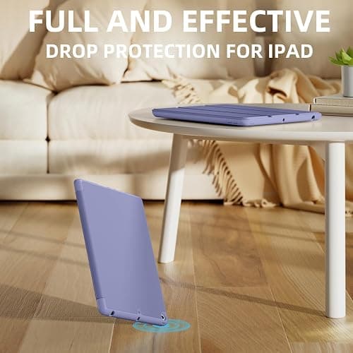 Akkerds Case Compatible with iPad 10.2 Inch 2021/2020/2019, for iPad 9th/8th/7th Generation Case with Pencil Holder, Protective with Soft TPU Back, Auto Sleep/Wake Cover, Lightpurple thumbnail 7