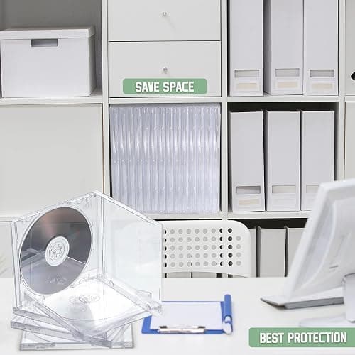 Kigley 25 Pcs 10.4 mm CD Jewel Cases Standard Single Clear CD Case DVD Cover Protection Replacement (Clear) thumbnail 5