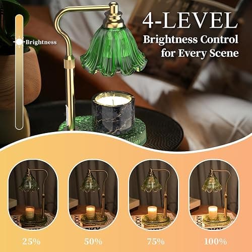 WYghyronic Candle Warmer Lamp with Adjustable Height - Flameless 4-Level Dimmable Wax Warmer, Timer Function & Stylish Design in Multiple Colors (Green) thumbnail 3