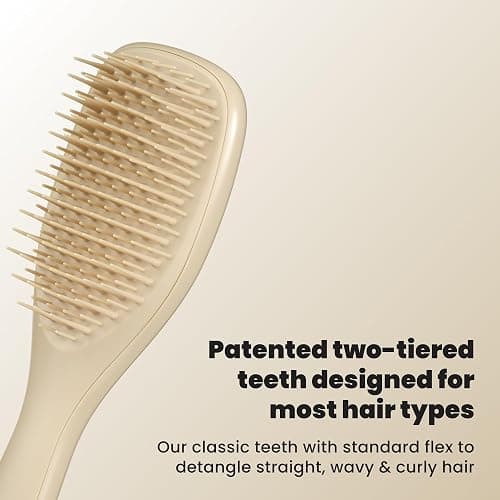 Tangle Teezer Ultimate Detangler Mini Hair Brush, Oat Cream | Travel-size brush with patented two-tier teeth; on-the-go detangling for straight to wavy hair, helps reduce breakage & frizz thumbnail 2