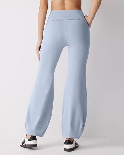 MOOSLOVER Women Quick Step Bubble Pants Drawstring Fold Over Balloon Leggings Cotton Casual Yoga Active Pant thumbnail 2