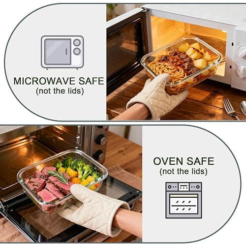 KOMUEE 4 Pack 63oz+27oz Large Glass Food Storage Containers Set with Airtight Lids, BPA-Free, Meal Prep Containers for Storing, Freezer, Microwave and Oven Safe thumbnail 6