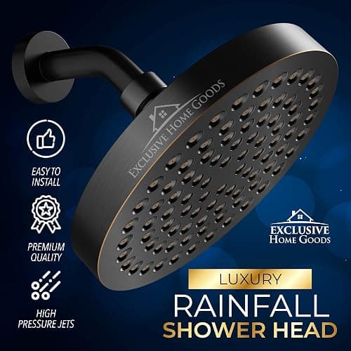 Rainfall 6" High Pressure 2.5 GPM Shower Heads with Anti-Clog 90 Rubber Jets - 360° Rotation Adjustable Rustproof Bathroom Shower Head thumbnail 3