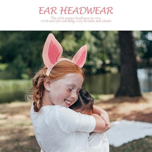 Beaupretty Pig Ear Headpiece Halloween Animal Cosplay Headwear Plush Animal Headband for Women Girls Wash Face Pink thumbnail 7