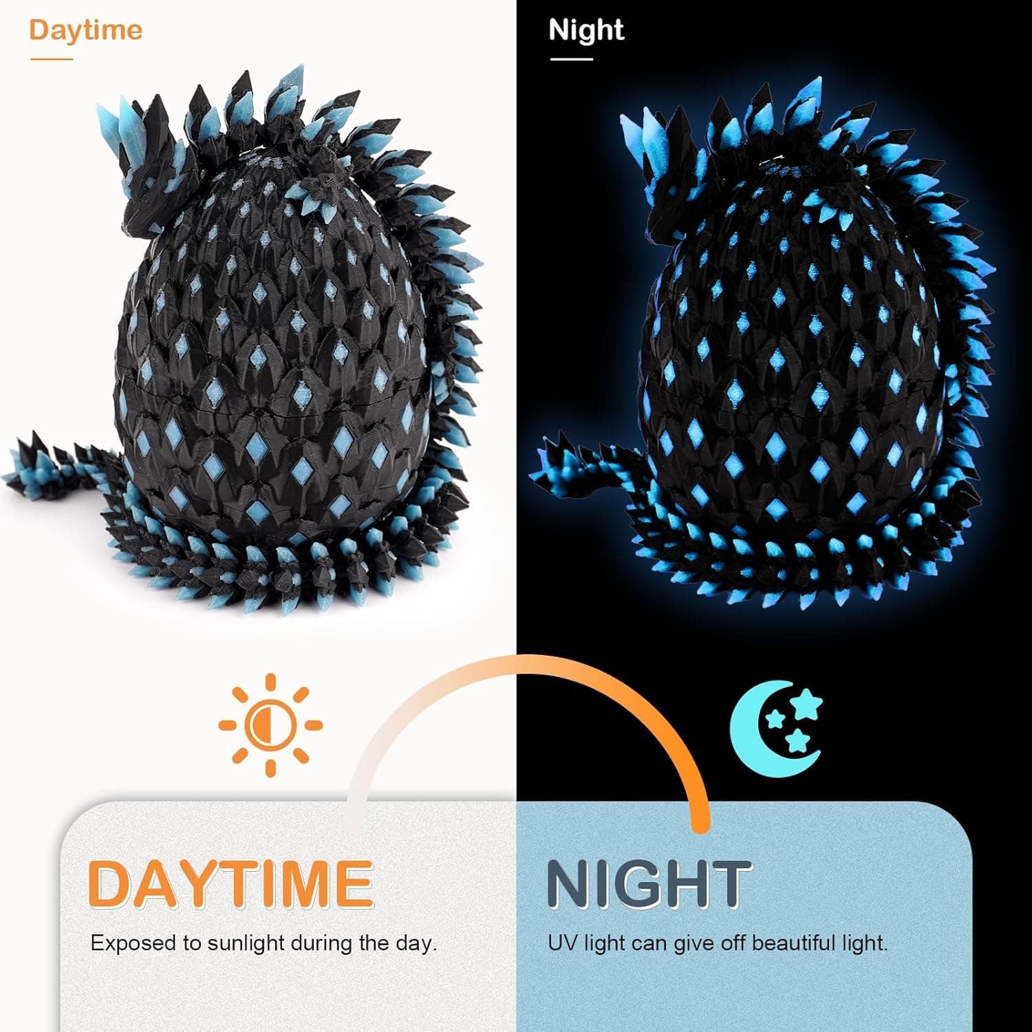 3D Printed Dragon Eggs Mystery Dragon Egg Articulated Animals Glow in The Dark Fidget Toy Crystal 3D Print Dinosaur Eggs for Kids Boys Girls Home Decor thumbnail 3
