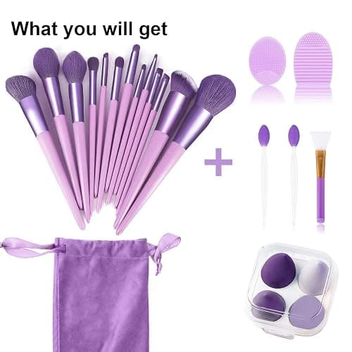 Koccido Makeup Brushes 22 Pcs Makeup Kit,Foundation Brush Eyeshadow Brush Make up Brushes Set (Purple, 22 Piece Set Large) thumbnail 7