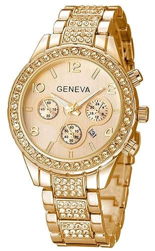 Luxury Unisex Crystal Diamond Watches Quartz Digital Calendar Rose Gold Silver Stainless Steel Watch - Image 1