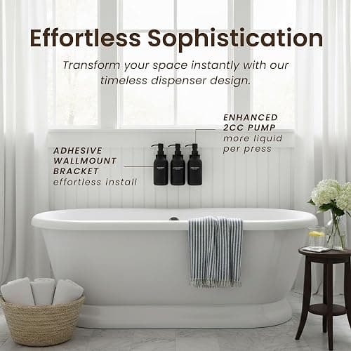 MaisoNovo Shampoo and Conditioner Dispenser - Shower Soap Dispenser Wall Mounted - 16.9 fl oz Set of 3 Black Plastic Bottles Black Pump - Shampoo Dispenser, Shower Dispenser thumbnail 5