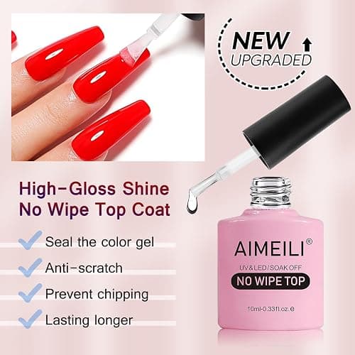 AIMEILI Base Coat Top Coat UV LED Gel Nagellack Gellack Unterlack & Überlack Set Nägel Maniküre Kit 2×10ml thumbnail 4