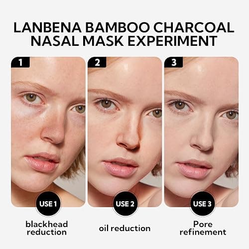 LANBENA Upgraded 2.0 Bamboo Charcoal Blackhead Remover Mask, 60 pcs Nose Strips, Peel off Face Mask Pore Whiteheads Cleanser Strawberry Nose Purifying, Deep Cleansing for All Skin Types, 30g/1.05oz thumbnail 6