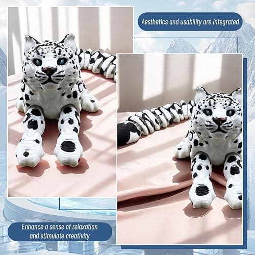 Mrltau 3D Printed Animals Snow Leopard, 3D Printed Toys Gift For Boy And Adult, Animal Toys, 3D Printed Toys Gift For Boy And Adult (20 Cm) thumbnail 6