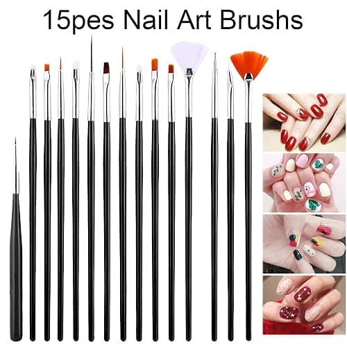 Brushes for Nails, 20 Pieces Nail Art Brush Set, Pointer for Nail Art, Double Ended Nail Tools, Paint Brush, UV Acrylic Pens, for DIY, Nail Design thumbnail 2