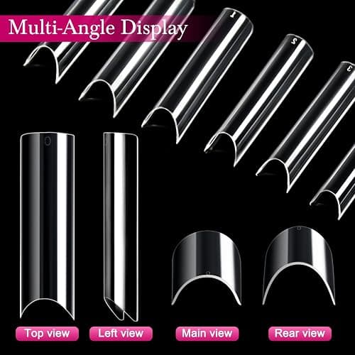 Ranrose 120PCS Extra Long Half Nail Tips,XXL Super Long Half Cover Deep C Curve False Nails 12 Sizes Tapered Square Press on Nails with Box - 120PCS Clear 2XL C Curve Tips thumbnail 4