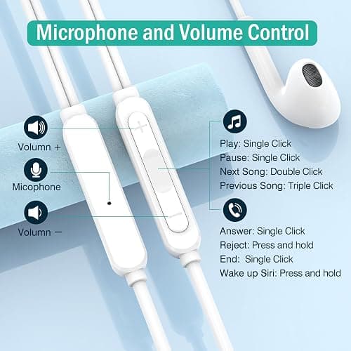 USB C Headphones for iPhone 17 16 15, Wired Headphones USBC for iPad Pro Air Mini, iPad 10th, MacBook, Type C Earbuds for Samsung, Google Pxiel, Earphones for Lenovo, Dell, Microphone, Volume Control thumbnail 5