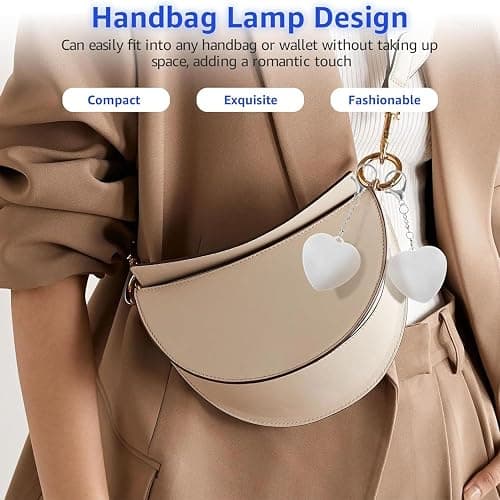 Love Wallet Tote Bag Touch Sensing Light – Luce da borsetta a forma di cuore attivata al tocco, mini lampada ricaricabile a LED con sensore di movimento per borse, portafogli e regali per donne (2 thumbnail 2