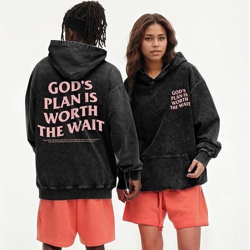 Weetiotio Christian Graphic Hoodies for Women God Bible Verse Oversized Hoodie Religious Letter Print Acid Wash Sweatshirts thumbnail 6