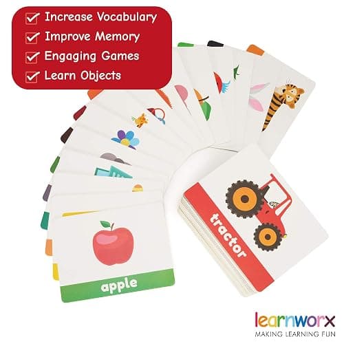 LearnWorx 101 Baby Flash Cards for Toddlers 1-3 | Award Winning First Words Toddler Flash Cards | Speech Toys Help Learn Objects, Numbers & Play Games - Big Toddler Learning Flashcards Preschool Kids thumbnail 6