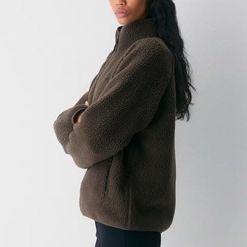Hixiaohe Womens Fuzzy Fleece Jacket Fall Winter Warm Long Sleeve Sherpa Coats Casual Full Zip Up Outerwear with Pockets thumbnail 4