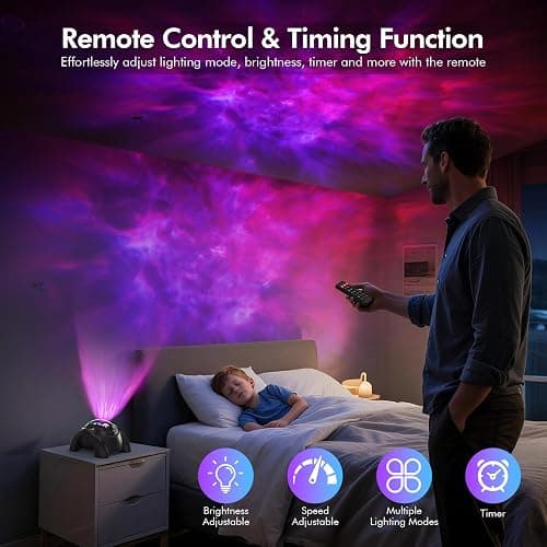 Rossetta Dual Lens Galaxy Projector, 58 Light Effects Star Projector for Bedroom, Night Light Projector with White Noise & Bluetooth Speaker, Remote Timer, Easter Room Decor Gifts for Kids Adult Teen thumbnail 5