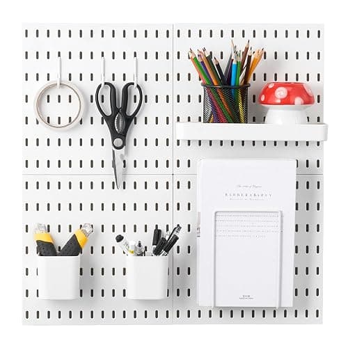 VEVOR Pegboard Combination Kit, 11" x 11" Plastic Pegboard, 4 Panels, Peg Board Wall Organizer Kit with Accessories, for Garage Tool Storage Kitchen Living Room Craft Room Office Bathroom Home, White thumbnail 10