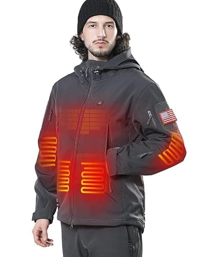 DEWBU Heated Jacket for Men with 12V Battery Pack Winter Outdoor Soft Shell Electric Heating Coat - Image 1