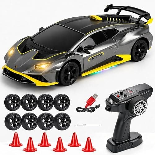 YESHIN 1:24 Lamborghini Haracan Drifting Car Gray, Lamborghini Toy Car, RC Cars for Boys Age 8-12, 2.4GHz Remote Control Car with Light - Image 1
