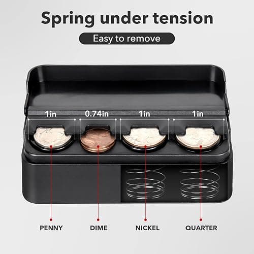 SINGARO Coin Holder for Car, Coin Change Organizer Compatible with Coins of Different Sizes, Dash-Mounted Holder Suitable for Most Cars, Trucks(Black) thumbnail 3
