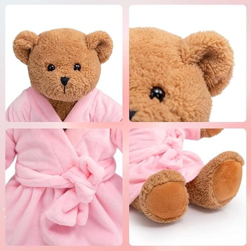 HollyHOME Pajama Bear Get Well Soon Teddy Bear in Bathrobe Plush Toy Birthday Bedtime Gift for Girls 16 inches thumbnail 6