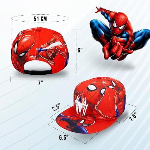 Marvel Comics Mens Spiderman Character Costume Embroidered/Printed Snapback Flatbrim Baseball Cap Hat thumbnail 3