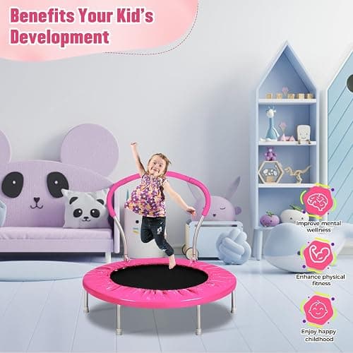 Lyromix 36-Inch Kids Trampoline with Handle - Indoor Mini Tranpoline for Toddlers, Small Fitness Rebounder for Indoor and Outdoor Use thumbnail 2