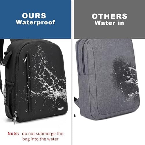 Cwatcun Professional Camera Backpack - Waterproof DSLR/SLR/Mirrorless Camera Case - Compatible with Sony, Canon, Nikon - Large Black thumbnail 2