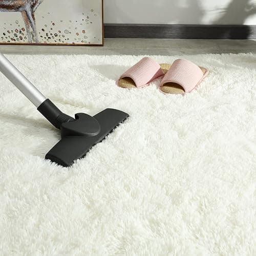 Andecor Soft Fluffy Bedroom Rugs, 4 x 6 Feet Indoor Shaggy Plush Area Rug for Boys Girls Kids Baby College Dorm Living Room Home Decor Floor Carpet, Cream White thumbnail 4