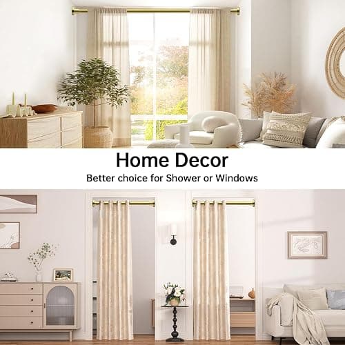 BRIOFOX Shower Curtain Rod Adjustable 18-64 Inch, Spring Tension Shower Rod No Drilling Non Slip, Brushed Gold thumbnail 5