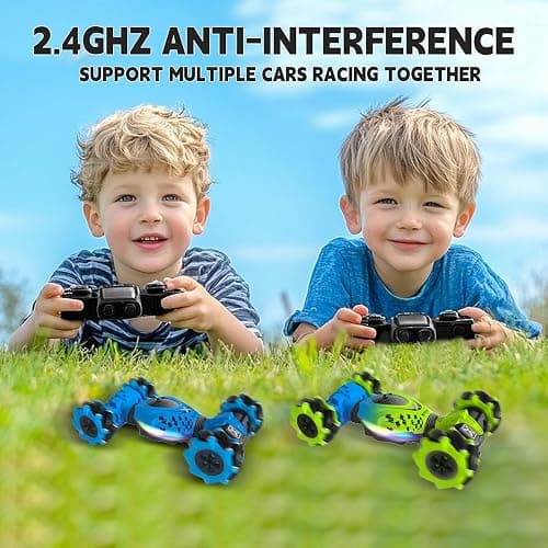 UDKIC Remote Control Car - RC Drift Car Toys for Boys 4-7 8-12, 4WD Gesture Sensing RC Stunt Cars for Kids 6 7 8 9 10 Year Old Boy Birthday Gift (Green) - Green thumbnail 6