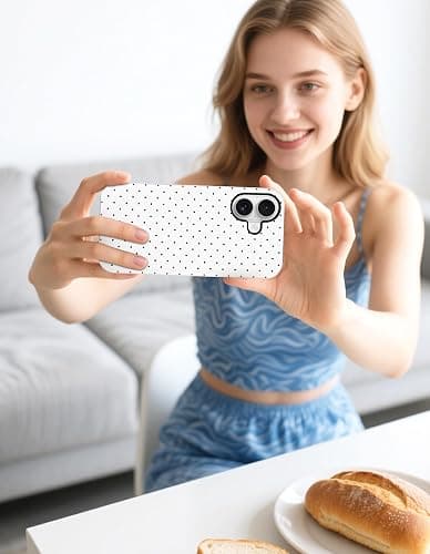 Jusy Compatible with MagSafe Polka Dot Case for iPhone 16e/17e, Cute Aesthetic Polka Dots Magnetic Phone Case, Soft TPU and Hard PC Protective Phone Cover for Women Girls (Matte) - White thumbnail 6