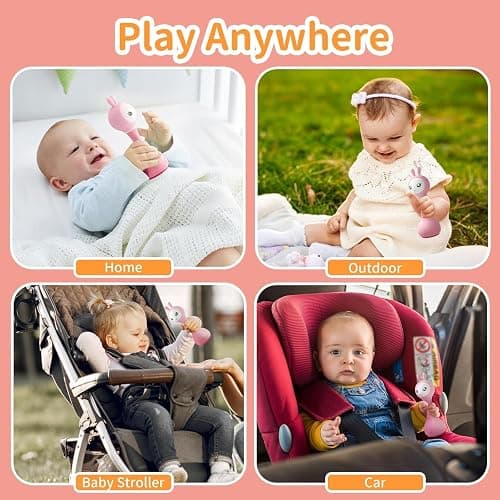 alilo Smarty Bunny Baby Rattle Musical Light Up Sensory Toys, Infants Newborns Baby Teething Toys 0-3-6-7-12 Months,1 Year Old boy/Girl Gifts 4 Music Modes and Color Recognition Function (Pink) thumbnail 8